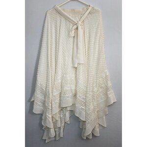 Zimmermann Silk Embroidered Lace Midi Tied Skirt Ruffle Cream Ivory 2 / US 8